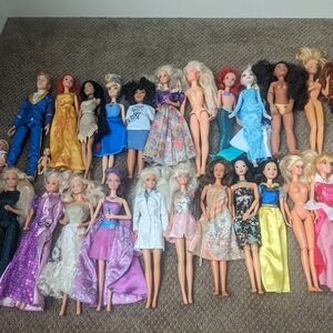 Large TLC Barbie And Disney Doll Lot